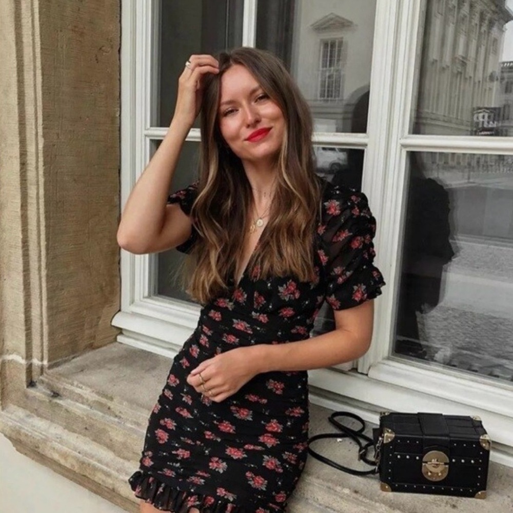 Zara Draped Printed Mini Dress